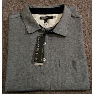 New with Tags! Banana Republic Performance Pique Gray Polo Shirt Men's Large